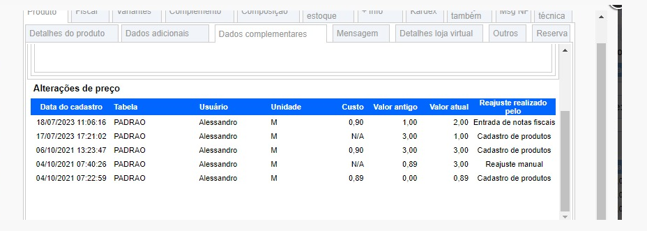 www.help.atendesmart.com.br-rascunho-automatico-image-1 Histórico de alteração de preço de produto no cadastro aba dados complementares
